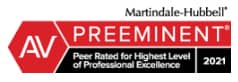Martindale-Hubbell AV Preeminent | Peer Rated for Highest Level of Professional Excellence | 2021