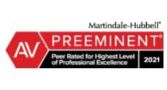 Martindale-Hubbell AV Preeminent Peer rated for highest level of professional excellence 2021